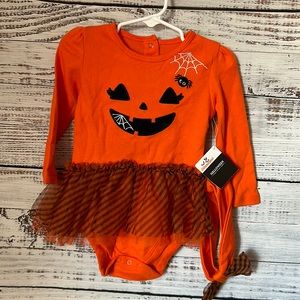 NWT toddler girl Halloween outfit with matching bow size 12 months